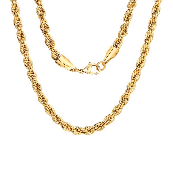 18K Gold Plated Beatrice 5mm Rope Chain Necklace*Unisex Necklace*Chunky* - Picture 6 of 8